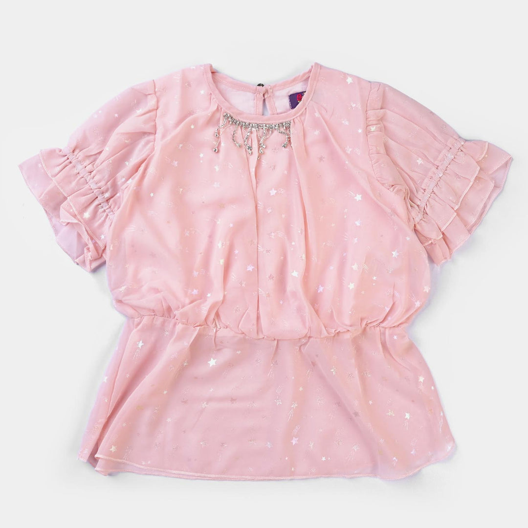 Girls Chiffon Fancy Top-Peach