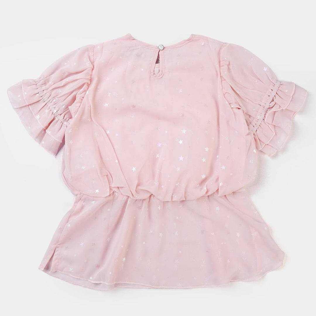 Girls Chiffon Fancy Top-Peach