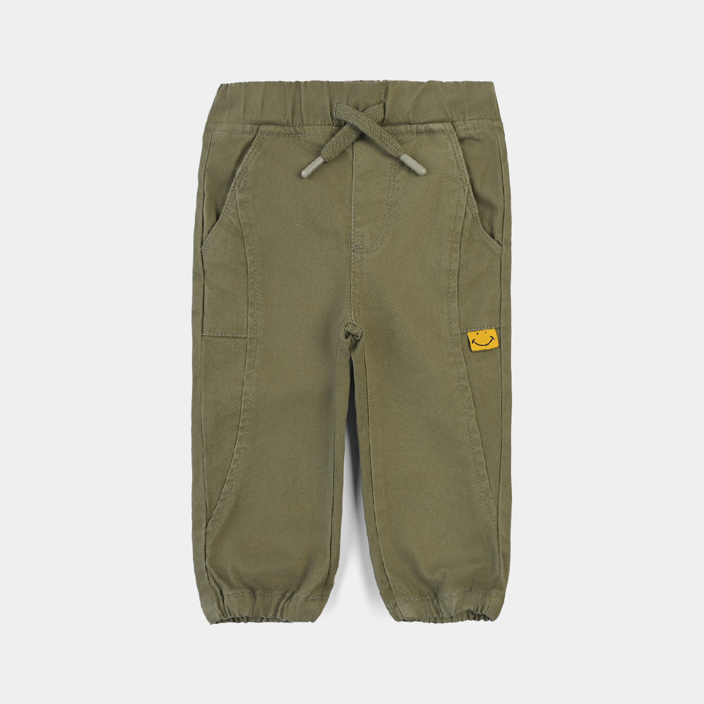 Infant Boys Cotton Twill Pant Smiley-Rifle Green