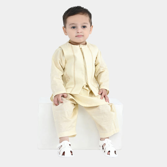 Infant Boys Cotton Poplin 3Piece Suit (Flora)-BEIGE