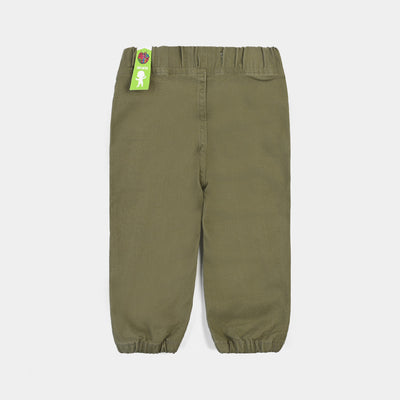 Infant Boys Cotton Twill Pant Smiley-Rifle Green