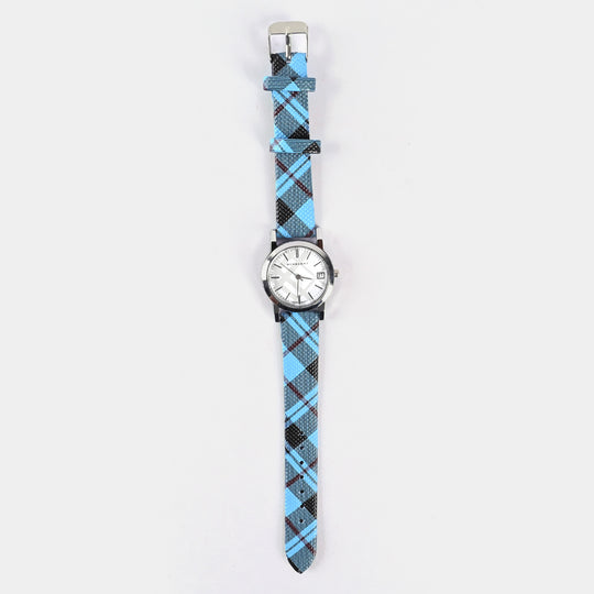 Stylish Check Strap Analog Wrist Watch For Girls