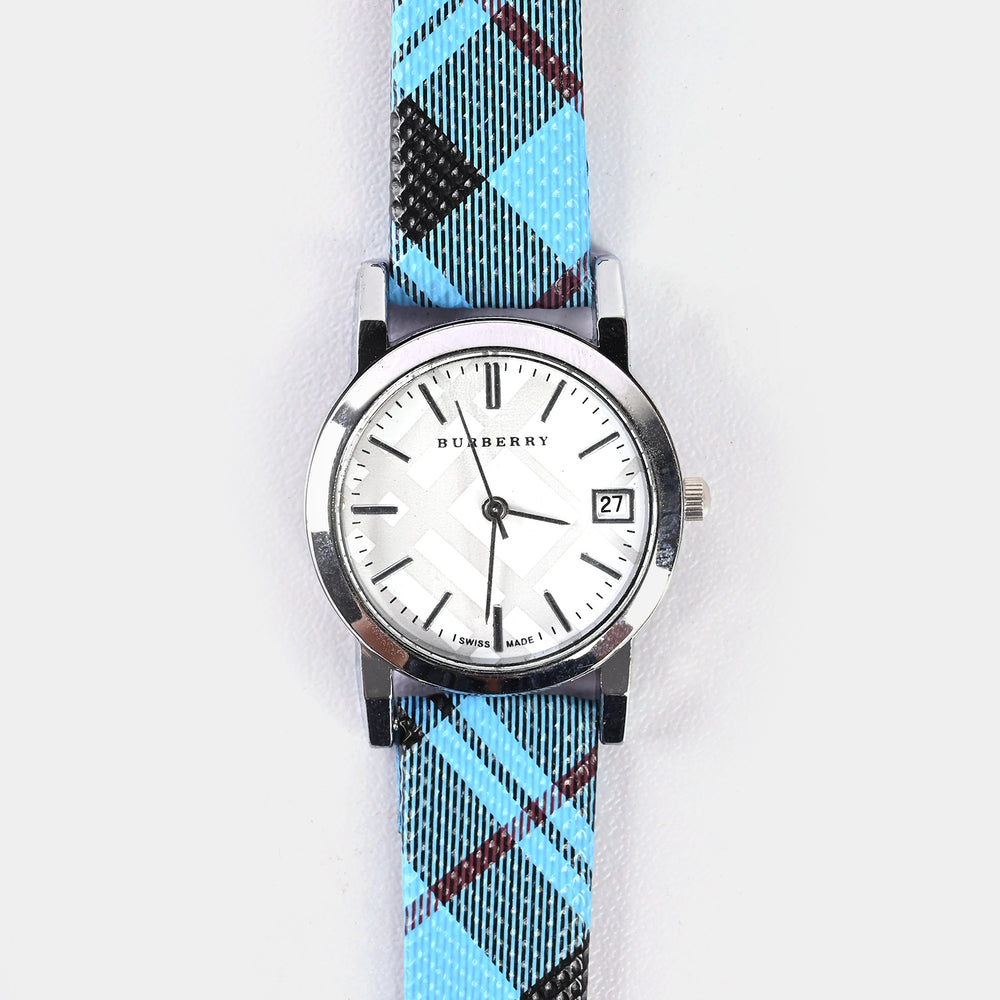 Stylish Check Strap Analog Wrist Watch For Girls