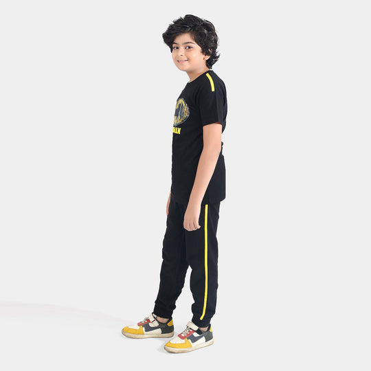 Boys Jersey/Terry 2 Piece Suit-Jet Black
