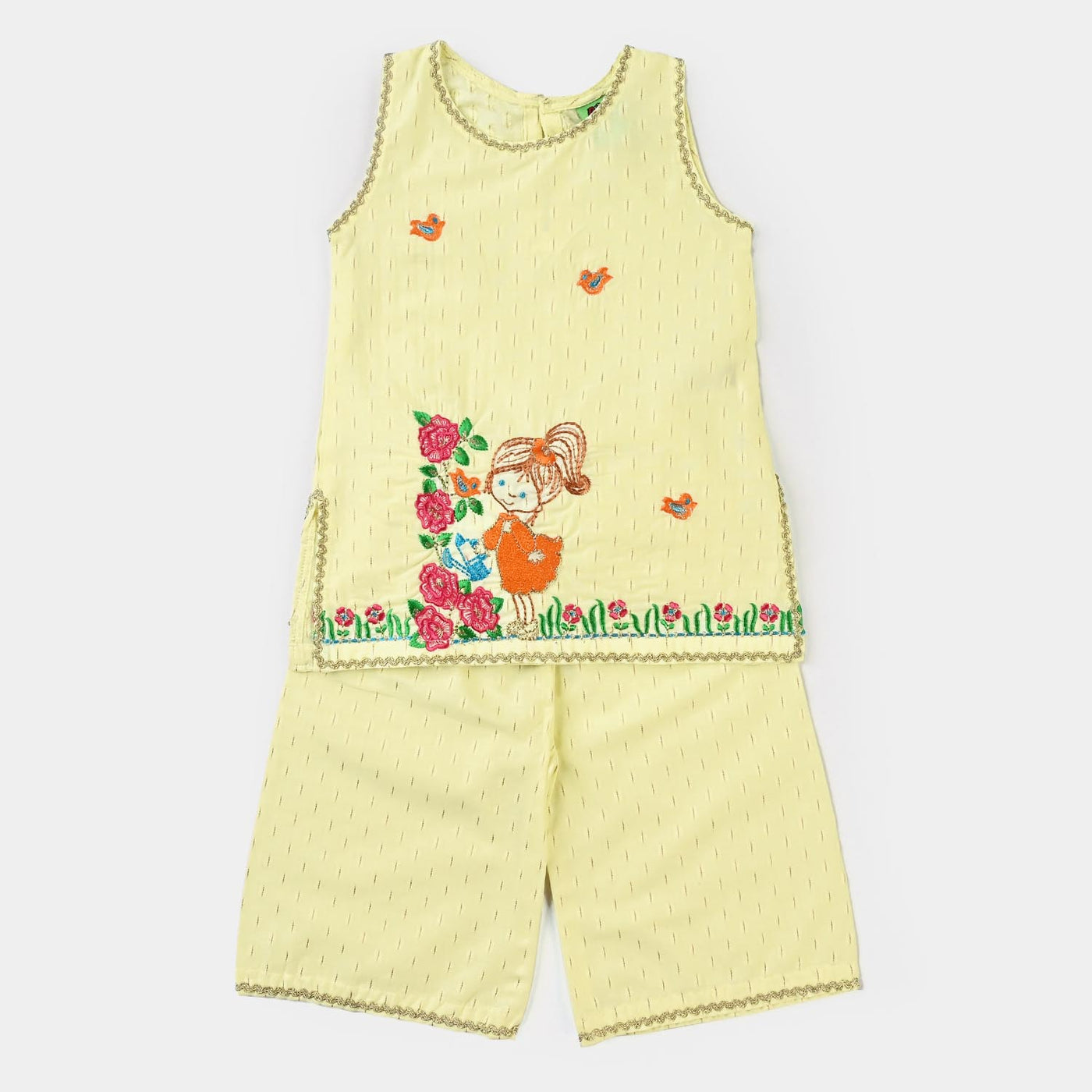 Infant Girls Jacquard 2PC Suit Doll Garden-LT.Yellow