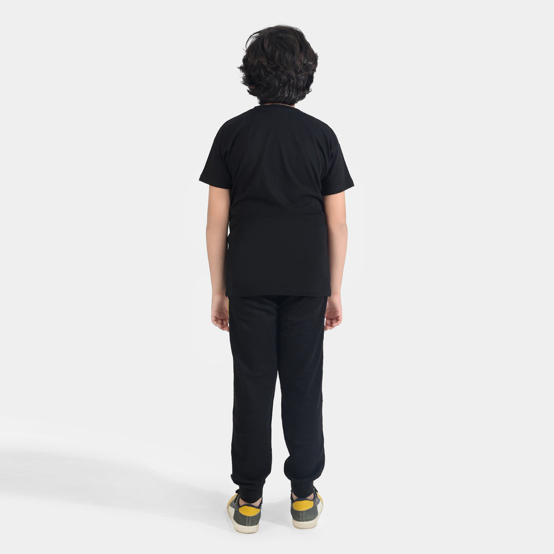 Boys Jersey/Terry 2 Piece Suit-Jet Black