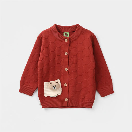 Infant Girls Acrylic Sweater-Hidden Friend-Red