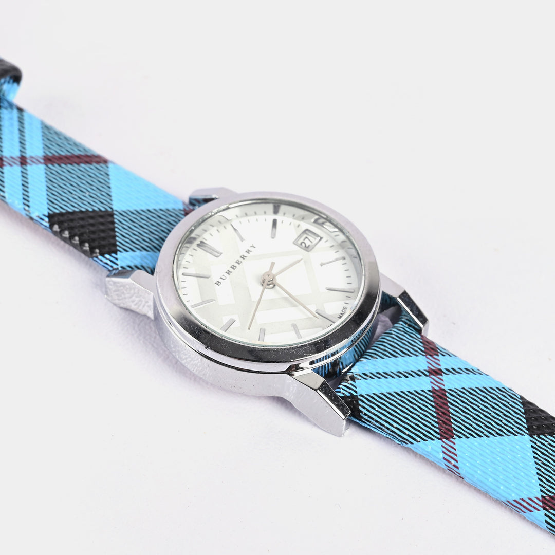 Stylish Check Strap Analog Wrist Watch For Girls