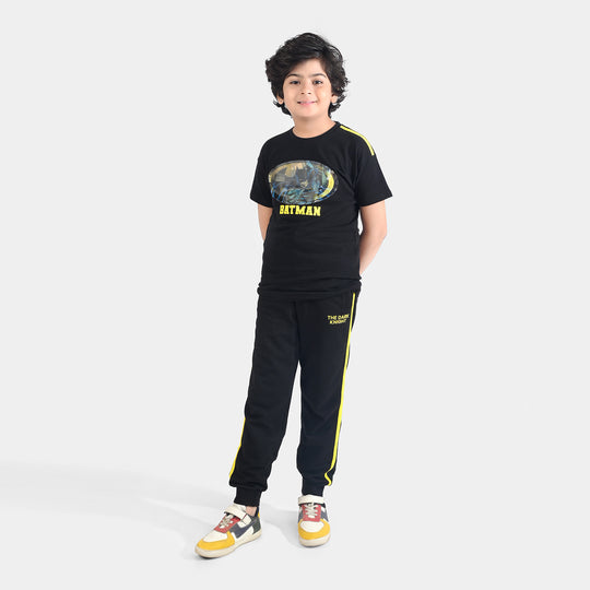 Boys Jersey/Terry 2 Piece Suit-Jet Black