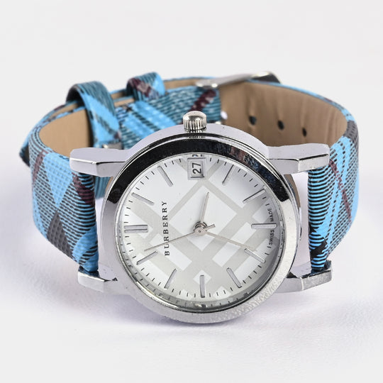 Stylish Check Strap Analog Wrist Watch For Girls