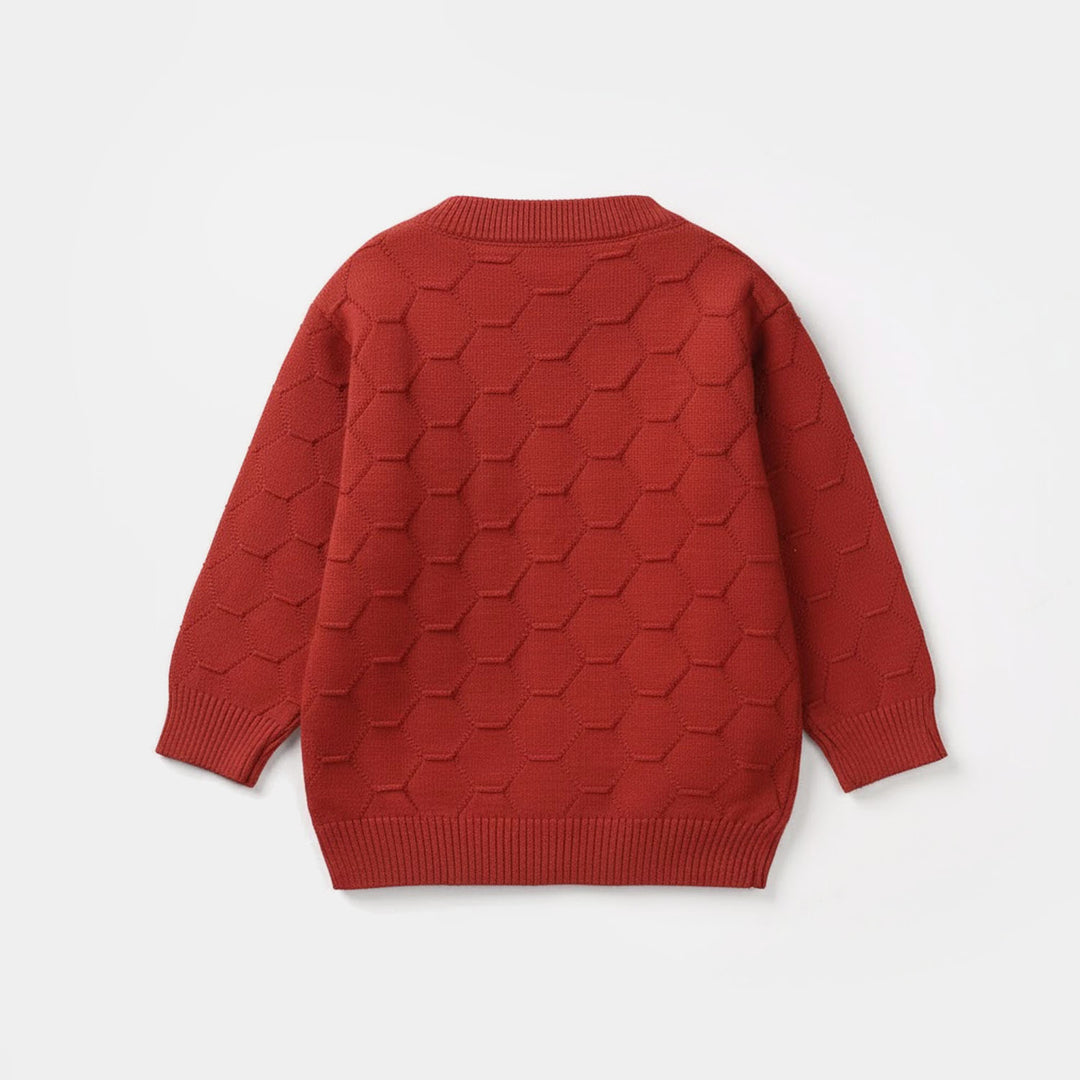 Infant Girls Acrylic Sweater-Hidden Friend-Red