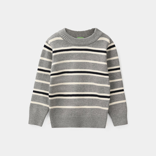Infant Boys Acrylic Sweater-Grey Stripe