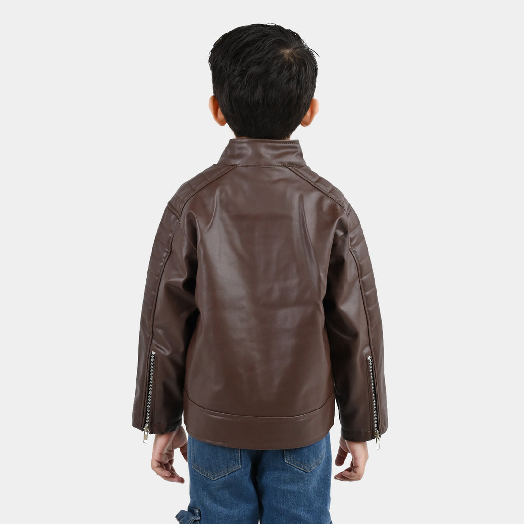 Boys PU Suit Jacket Basic Brown