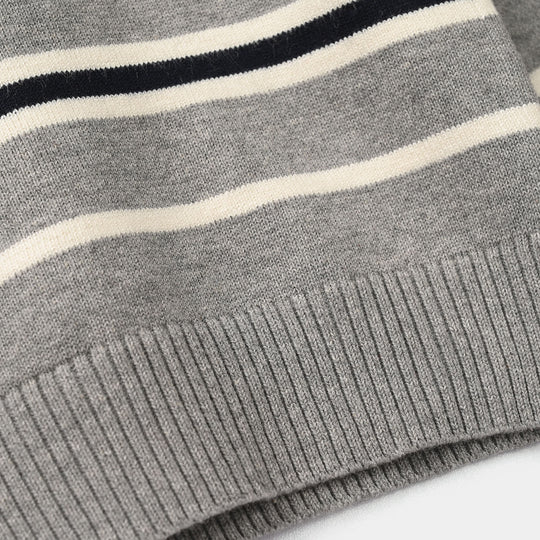 Infant Boys Acrylic Sweater-Grey Stripe