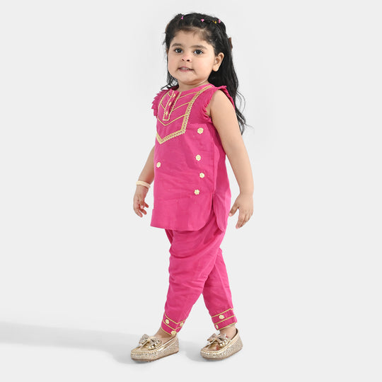 Infant Girls Jacquard 2-Piece Set (Ruby) - Shocking Pink
