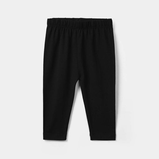 Infant Girls Jersey/Terry Basic Tights- Black
