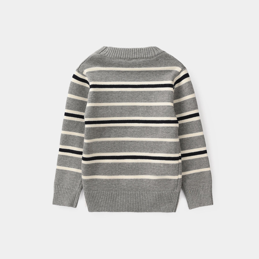 Infant Boys Acrylic Sweater-Grey Stripe
