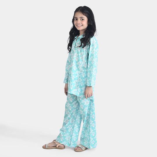 Girls Cotton Co-Ord Set Sky-Multi