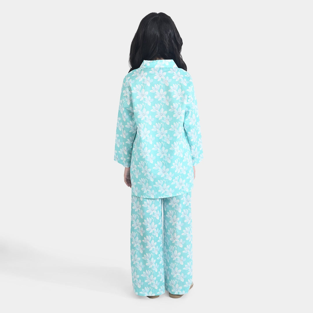 Girls Cotton Co-Ord Set Sky-Multi
