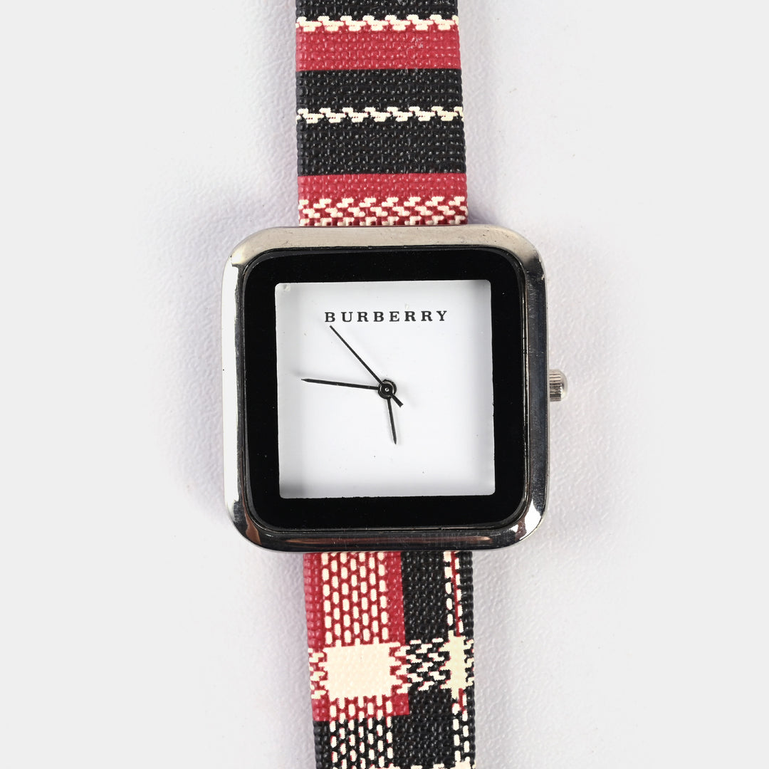 Stylish Check Strap Analog Wrist Watch For Girls