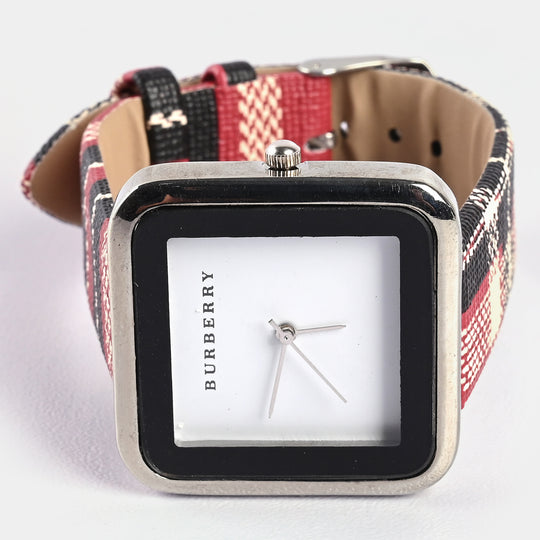 Stylish Check Strap Analog Wrist Watch For Girls