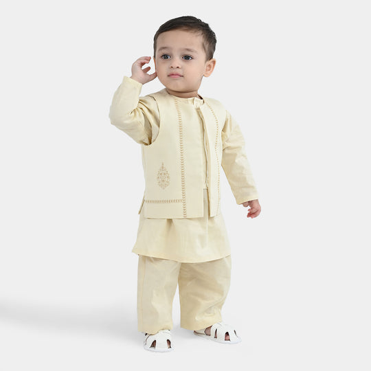 Infant Boys Cotton Poplin 3Piece Suit (Flora)-BEIGE