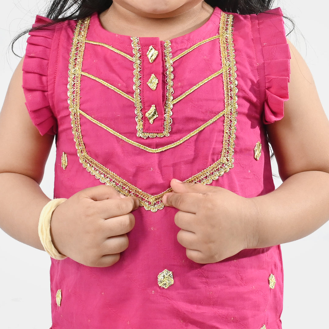 Infant Girls Jacquard 2-Piece Set (Ruby) - Shocking Pink