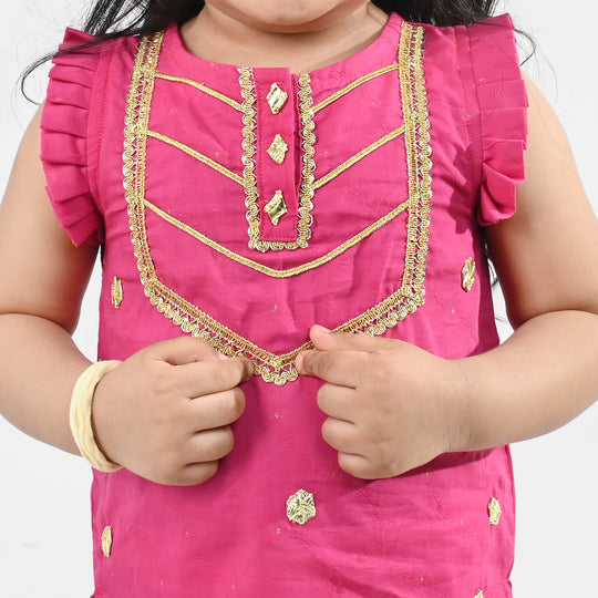 Infant Girls Jacquard 2-Piece Set (Ruby) - Shocking Pink