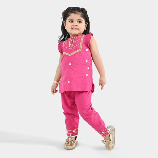 Infant Girls Jacquard 2-Piece Set (Ruby) - Shocking Pink