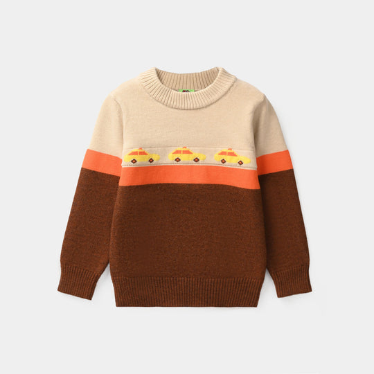 Infant Boys Acrylic Sweater-Yellow Cars-Multi