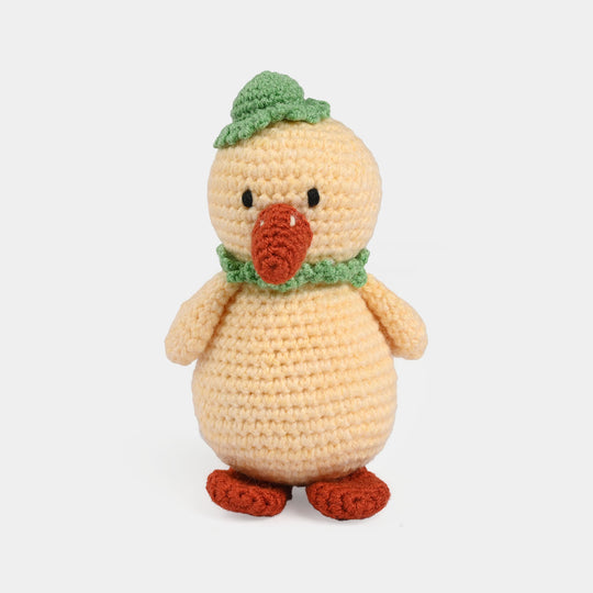 Yellow Chick Red Bow Crochet Stuff Toy