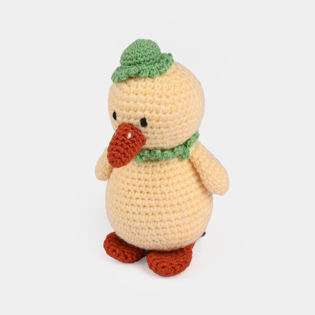 Yellow Chick Red Bow Crochet Stuff Toy