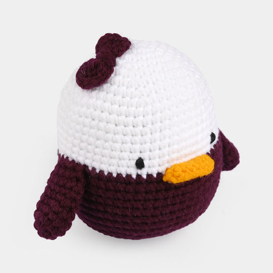 Maroon & White Duck Crochet Stuff Toy