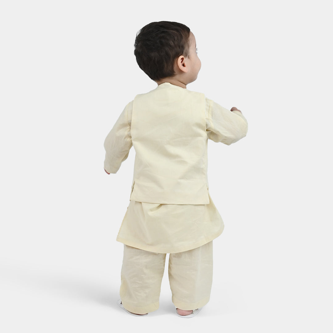 Infant Boys Cotton Poplin 3Piece Suit (Flora)-BEIGE