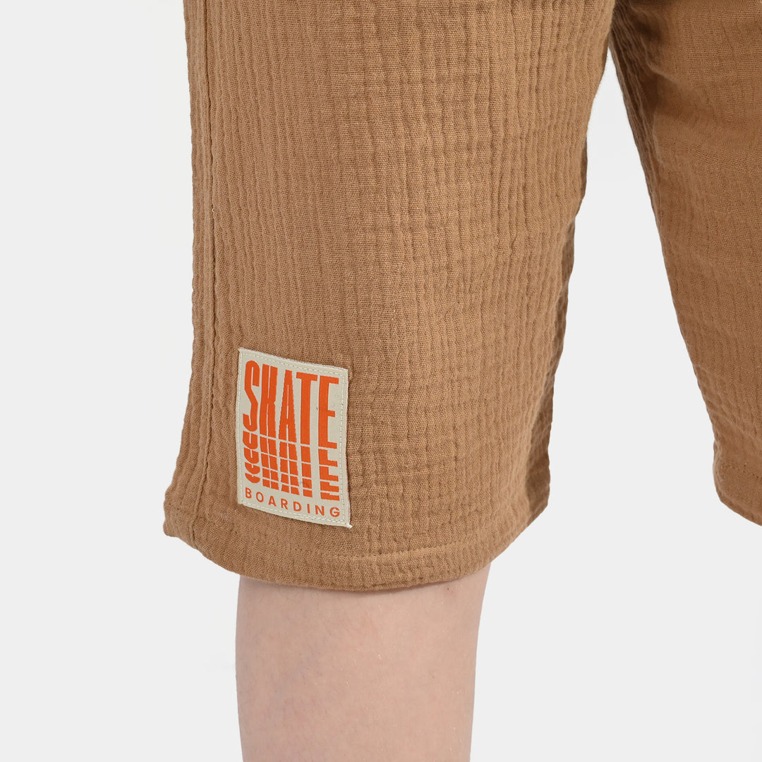 Boys Gauze Woven Suit (Skate) - Brown