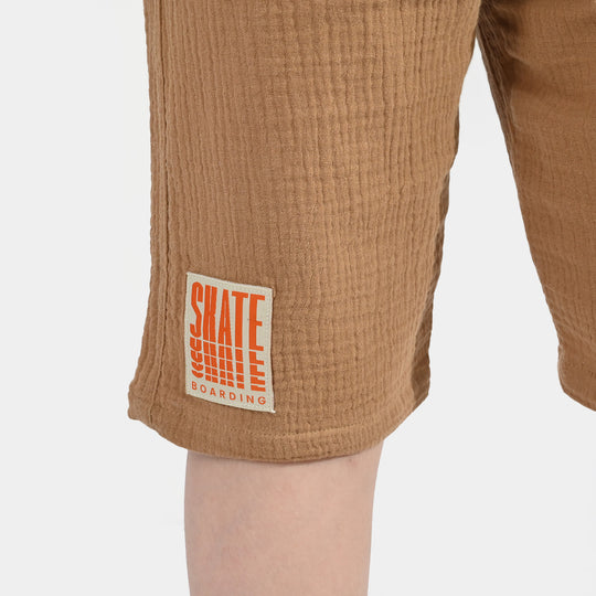 Boys Gauze Woven Suit (Skate) - Brown