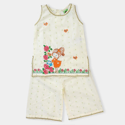 Infant Girls Jacquard 2PC Suit Doll Garden-Cream