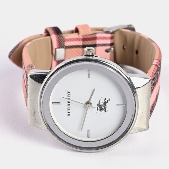 Stylish Check Strap Analog Wrist Watch For Girls