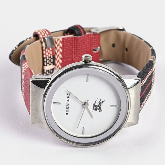 Stylish Check Strap Analog Wrist Watch For Girls