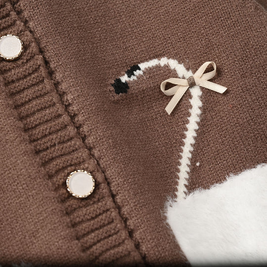 Infant Girls Acrylic Sweater-Fluffy Pocket-D.Brown