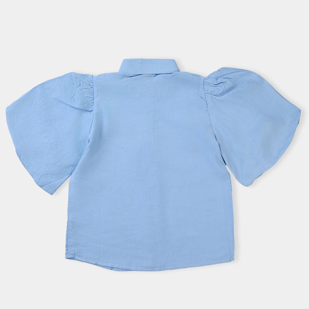 Girls Cotton Casual Crushed Top-Blue