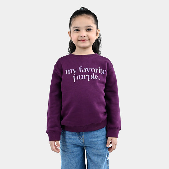 Girls Fleece Sweatshirt My Fav Purple-Pickle. Beet