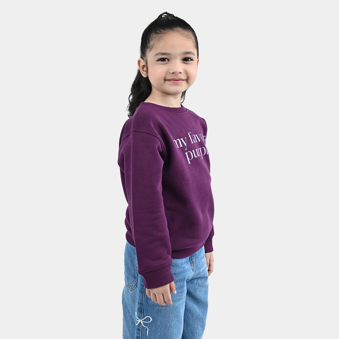 Girls Fleece Sweatshirt My Fav Purple-Pickle. Beet