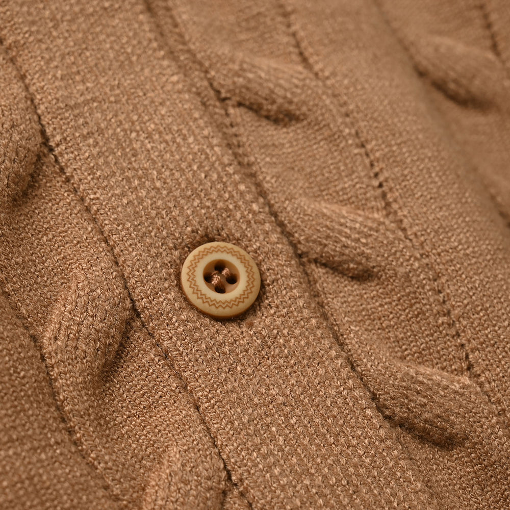 Infant Boys Acrylic sweater-Textured Bear-BROWN