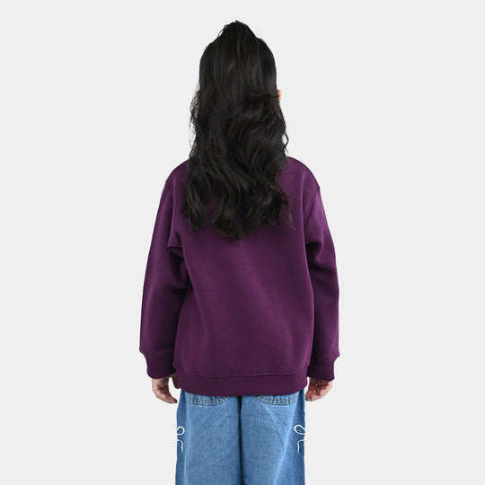 Girls Fleece Sweatshirt My Fav Purple-Pickle. Beet