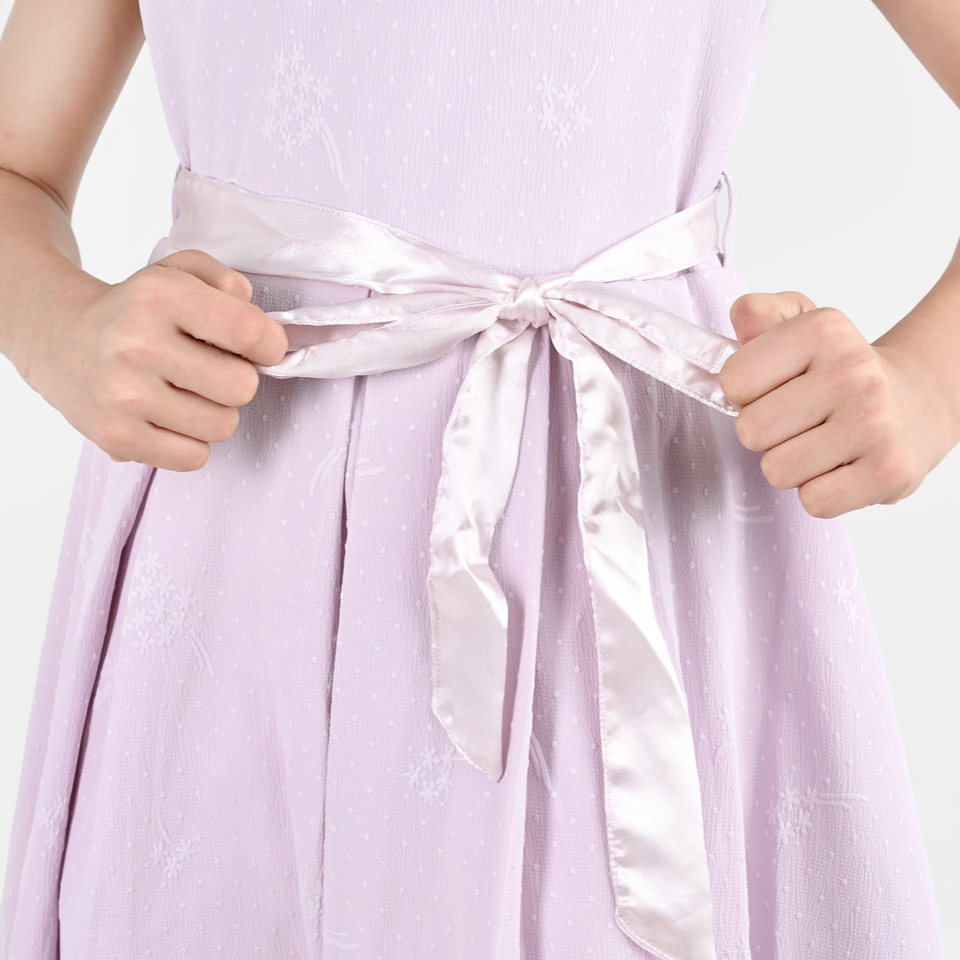 Girls Jacquard Fancy Frock - Lilac
