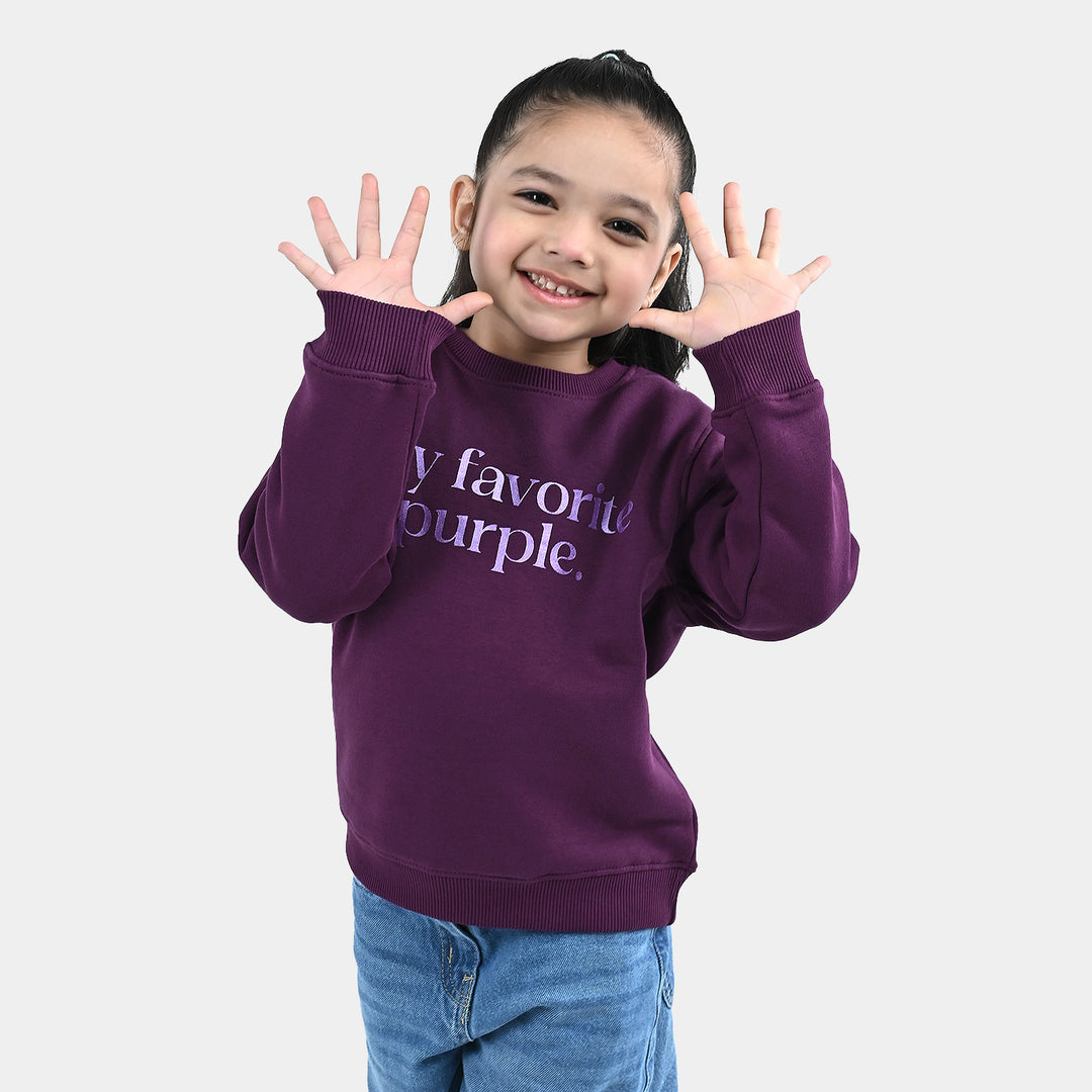 Girls Fleece Sweatshirt My Fav Purple-Pickle. Beet