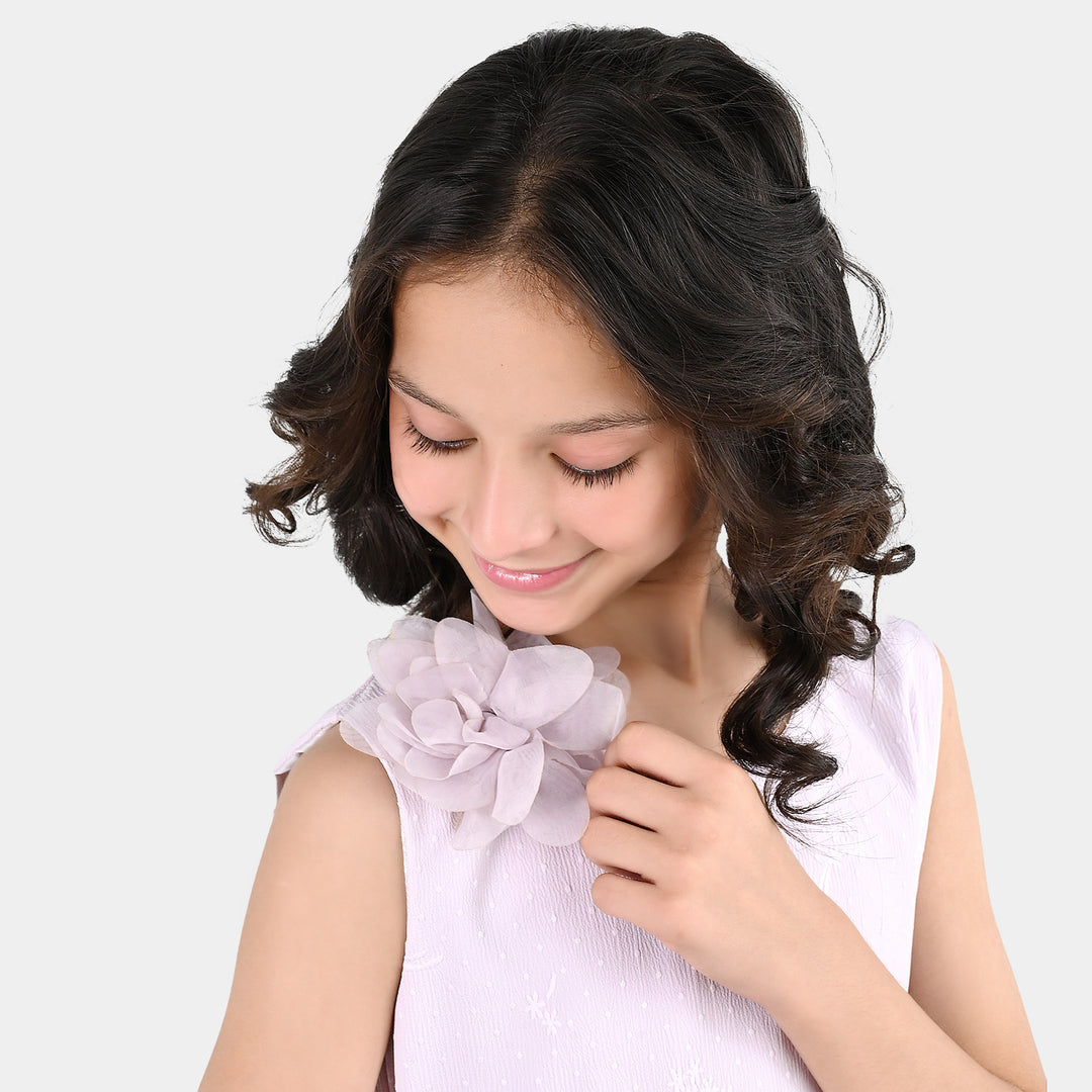 Girls Jacquard Fancy Frock - Lilac