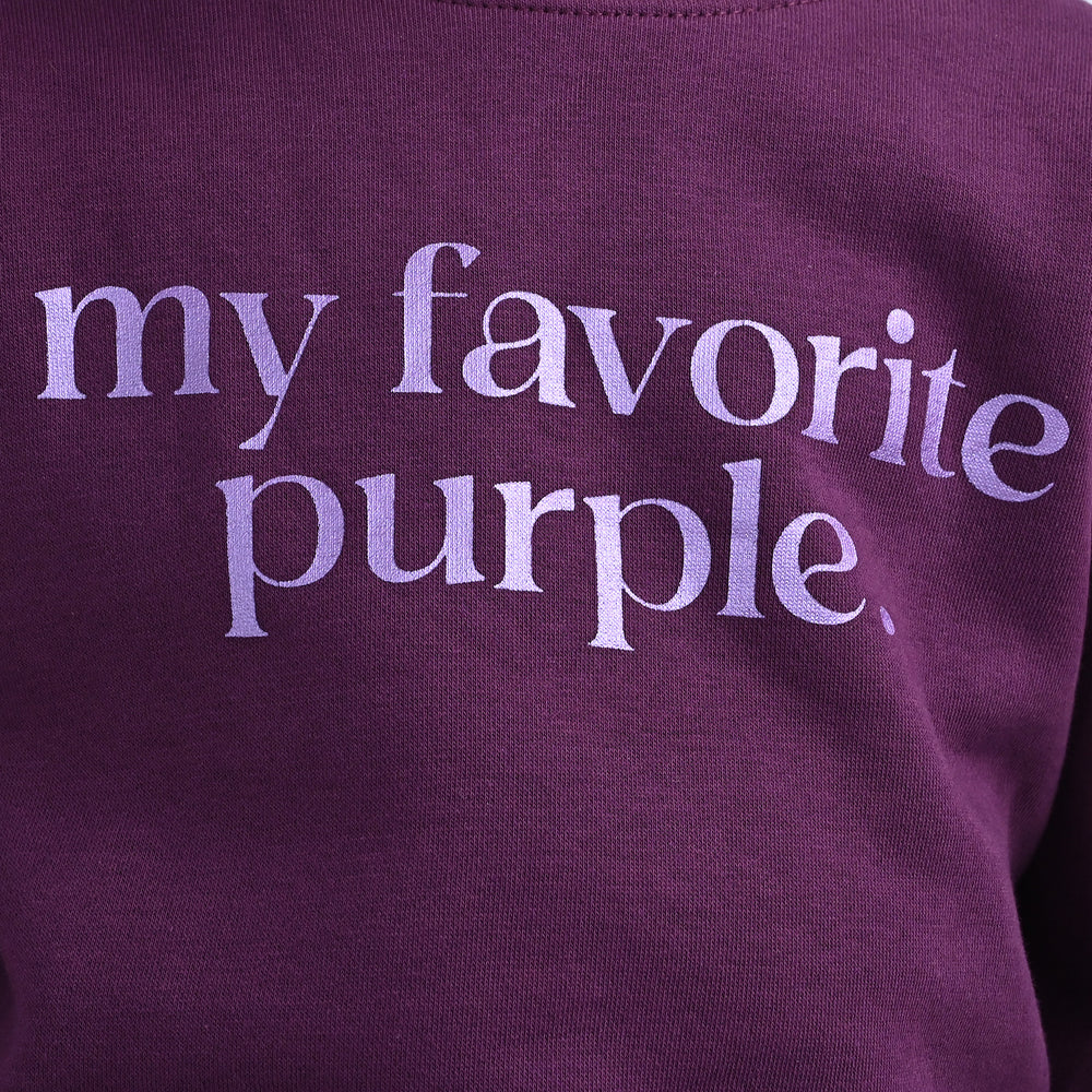 Girls Fleece Sweatshirt My Fav Purple-Pickle. Beet