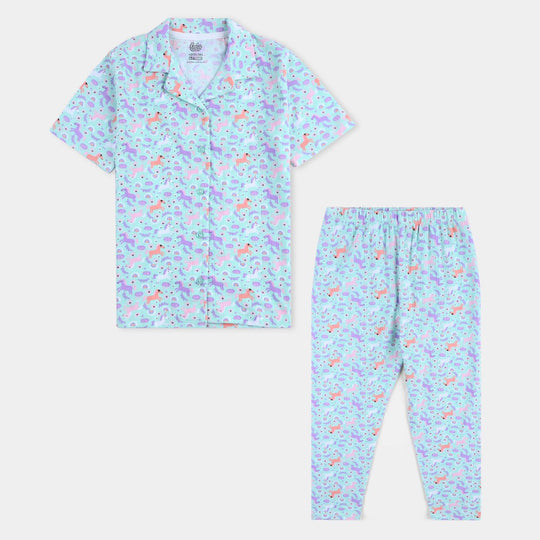 Girls Drop needle Knitted Nightwear-Printed